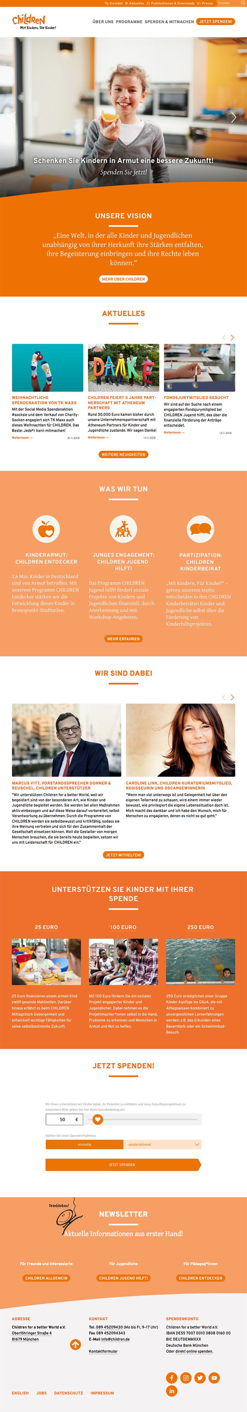 CHILDREN Landing Page Screenshot